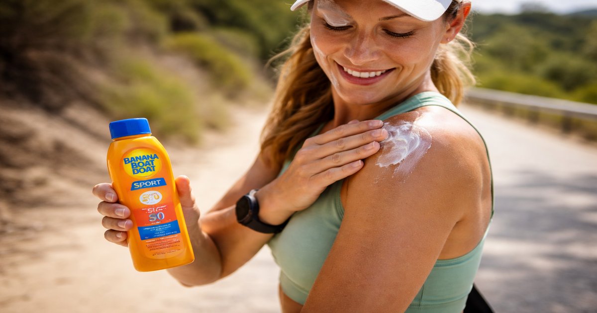 banana boat sunblock in use
